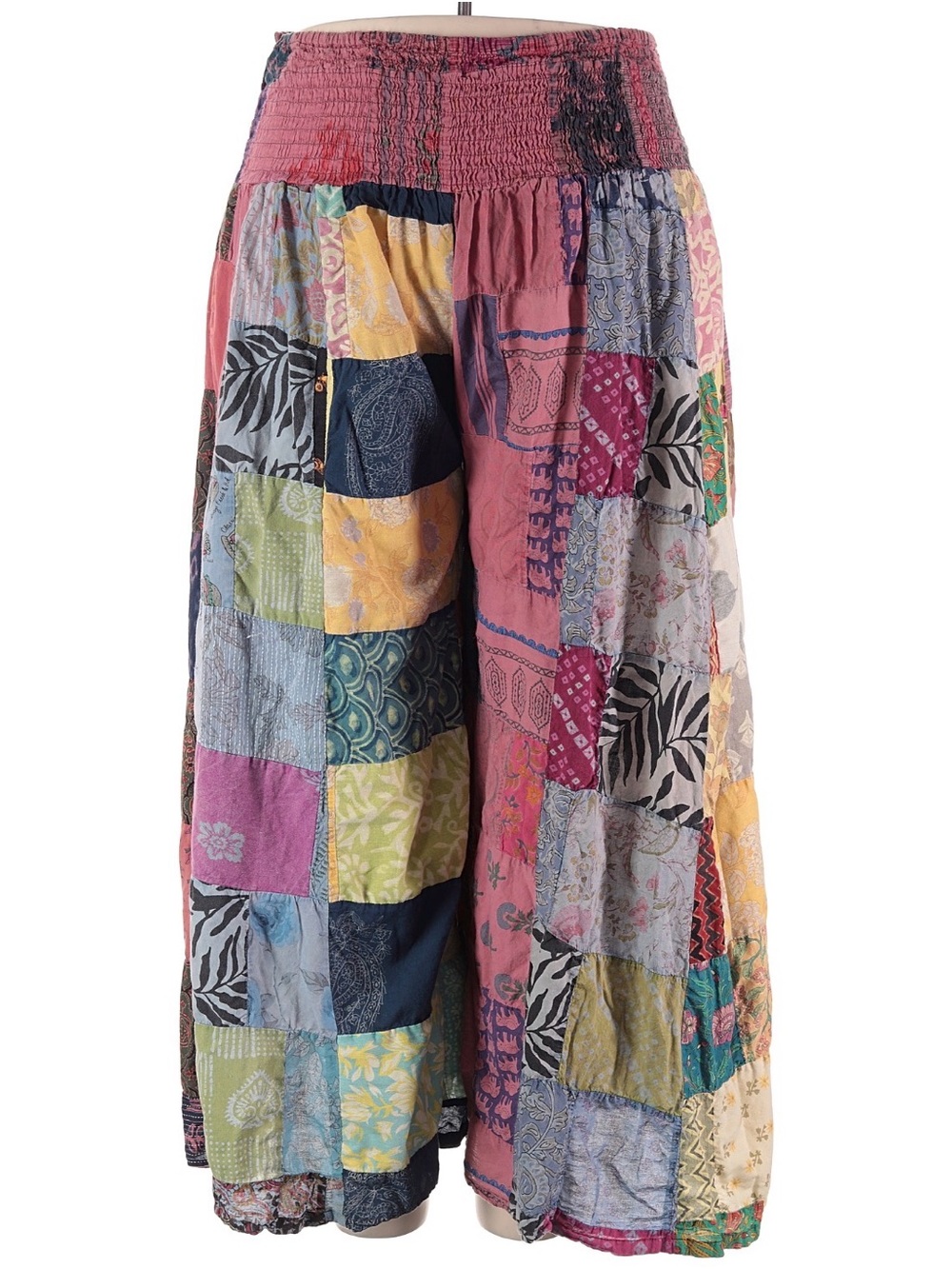 Boho Patchwork Wide Leg Pants - Multicolor